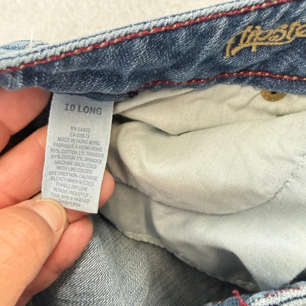 American Eagle Hipster Flare Jeans Womens 10 Long Blue Medium Wash Low Rise Long